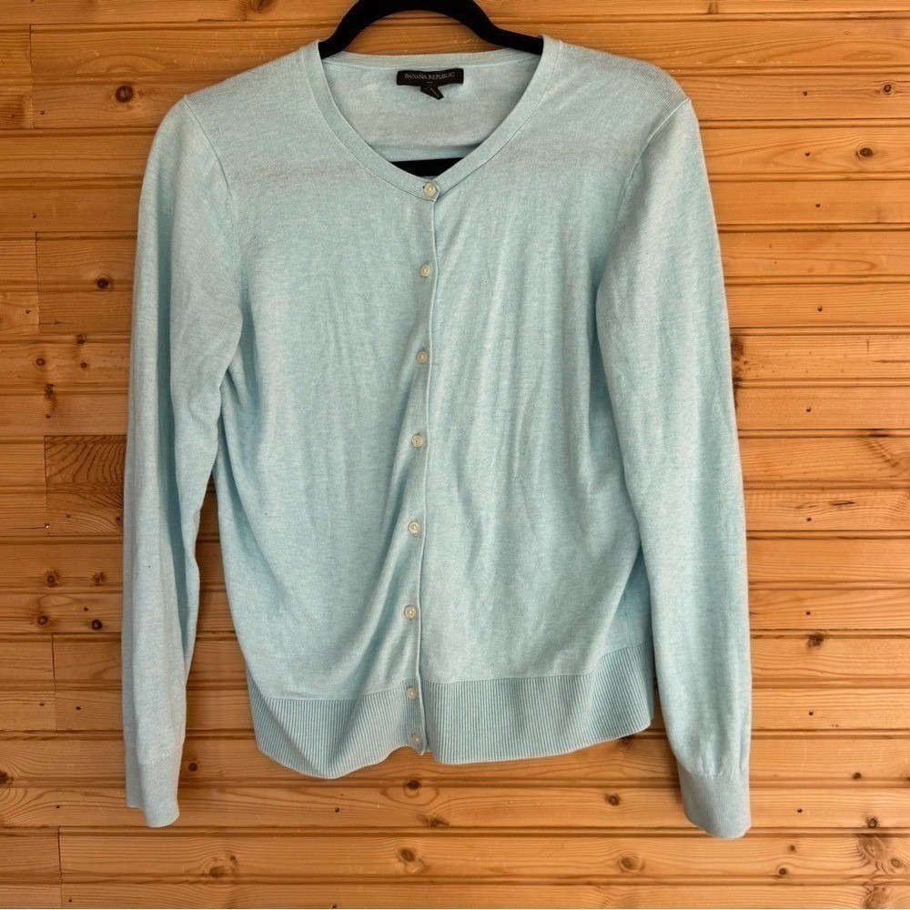 Banana Republic Cardigan Pale Blue Large Twee Light Academia Cottage Preppy